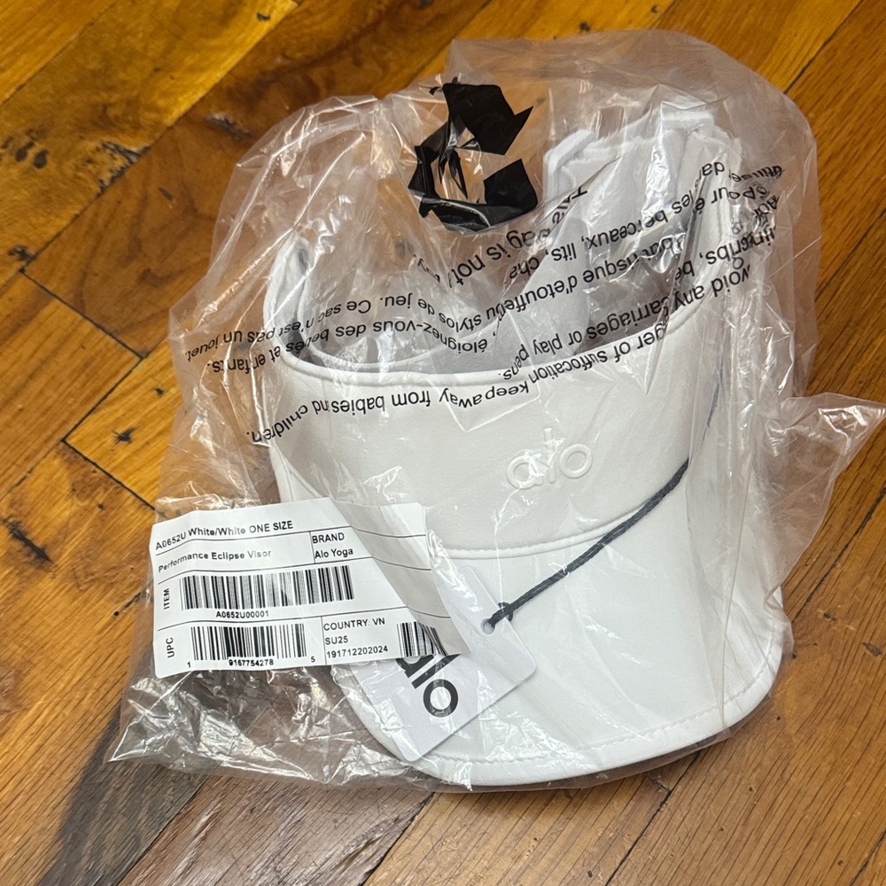 ALO Yoga White Bucket Hat with Black Logo